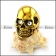 Vintage Gold Plating Steel Skull Ring with Crystal Rhinestone Eyes r004285