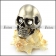 Dull Stainless Steel Skull Ring with 2 Clear Rhinestones Eyes r004287