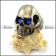 Matte Skull Ring with Blue Rhinestone Eyes r004289