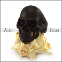 Black Plating Skull Ring with Dark Black Rhinestones Eyes r004294