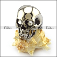 High Polishing Stainless Steel Skull Ring with 2 Crystal Rhinestones Eyes r004298