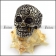 Dark Black Rhinestones Eyes Flower Skull Ring r004301