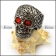 Dark Red Rhinestones Eyes Flower Skull Ring r004303