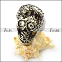 Big Clear Rhinestones Eyes Skull Ring r004306