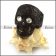 Black Plating Flower Skull Ring with 2 Clear Rhinestones Eyes r004310