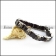 Black Ceramic Bracelet with Stainless Skulls b005607