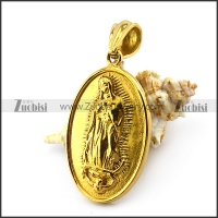 Gold Tone Guanyin Bodhisattva Pendant p004922