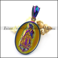 Colorful Tone Kwan-yin Tag Pendant p004924