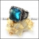 Jumbo Clear Blue Stone Crown Ring r004412