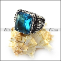 Jumbo Clear Blue Stone Crown Ring r004412