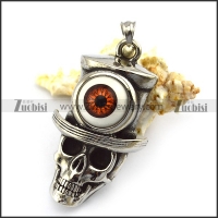 Brown Evil Eye Stainless Steel Cowboy Skull Pendant p005277