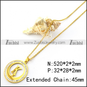 Gold Plating Initial K Pendant Chain n001700