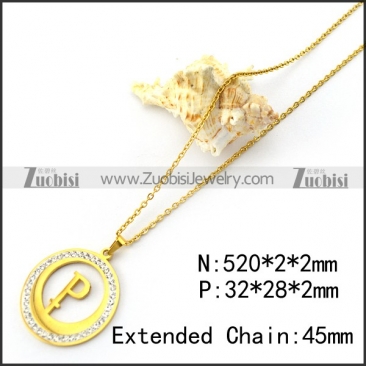 Gold Plating Initial P Pendant Necklace n001705