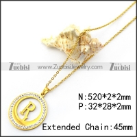 Gold Plated R Charm Neckalce n001707