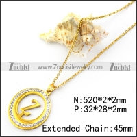 Gold Plating Initial Z Rhinestones Charm Necklace n001715