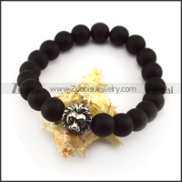 20 Black Beads with 10mm Diameter and One SS Metal Lion Bead b005945