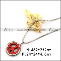 Red Peace Sign Rhinestone Pendant Chain n001740