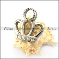 Polishing Steel Crown Pendant with Rhinestones p005538