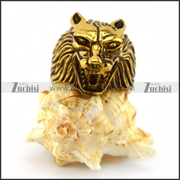 Golden Wolf Head Ring r004883