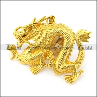 Golden Chinese Dragon Pendant in Stainless Steel p005738