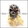 Solid Back One Red Crystal Eye Viking Skull Ring Biting Bullet r004913