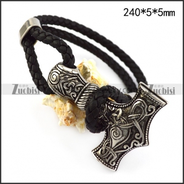 Hammer Black Leather Bracelet b006301