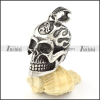 good quality 3D Solid Stainless Steel Big Skull Pendant for Motorcycle Bikers - p000586