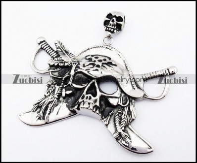 Big Stainless Steel Pirate Pendant - JP170163