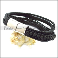 Stainless Steel Leather Bracelet b009808H1