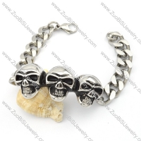 Stainless Steel Skull Biker Bracelet - b000567