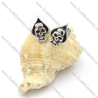 Heart Shaped Stainless Steel Skull Earring - e000066