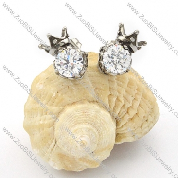 Stainless Steel Zircon Crown Earring - e000076