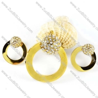 Gold Rhinestone Ball Jewelry Set in Steel -s000007