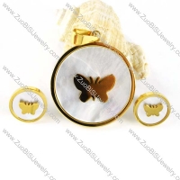 Gold Stainless Steel Butterfly jewelry set with shell -s000015