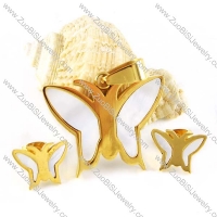 Gold Butterfly jewelry set in steel -s000018