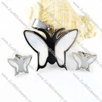 Silver Steel Butterfly jewelry set with Shell -s000020