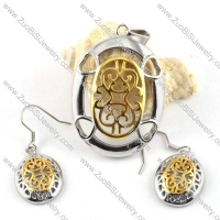 Two Plating Tones Stainless Steel jewelry set with heart theme -s000025