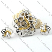 Two Tones Plating Flower Steel jewelry set -s000026