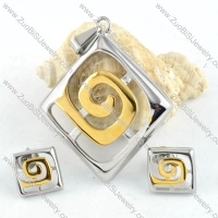 Two Tones Diamond Stainless Steel jewelry set -s000030