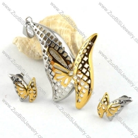 Gold & Silver Butterfly Stainless Steel jewelry set-s000048