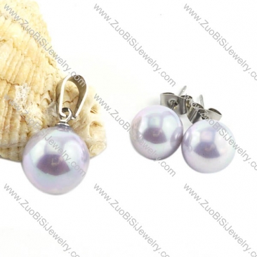 Light Silver Stainless Steel Pearl Jewelry Set -s000064