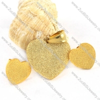 Gold Sand Blast Stainless Steel Heart Jewelry Set -s000078