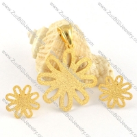 Golden Flower Stainless Steel jewelry set-s000100