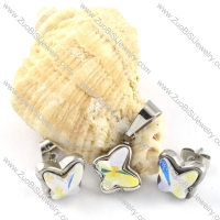 Clear Colorful Crystal Butterfly Stainless Steel Jewelry Set -s000109