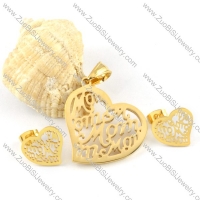 Gold Hollow Heart Stainless Steel jewelry set-s000128