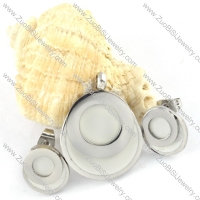 Silver Round Stainless Steel jewelry set with white stone -s000132