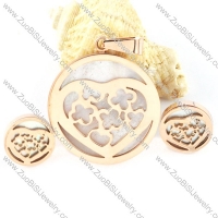 Rose Gold Shell Heart Stainless Steel jewelry set-s000157