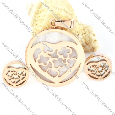 Rose Gold Shell Heart Stainless Steel jewelry set-s000157