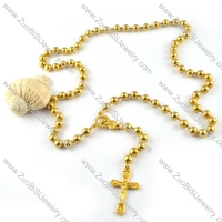 Yellow Gold Stainless Steel Rosary Necklace -n000028