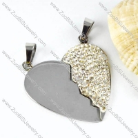 Rhinestone Heart Stainless Steel Pendant - p000002